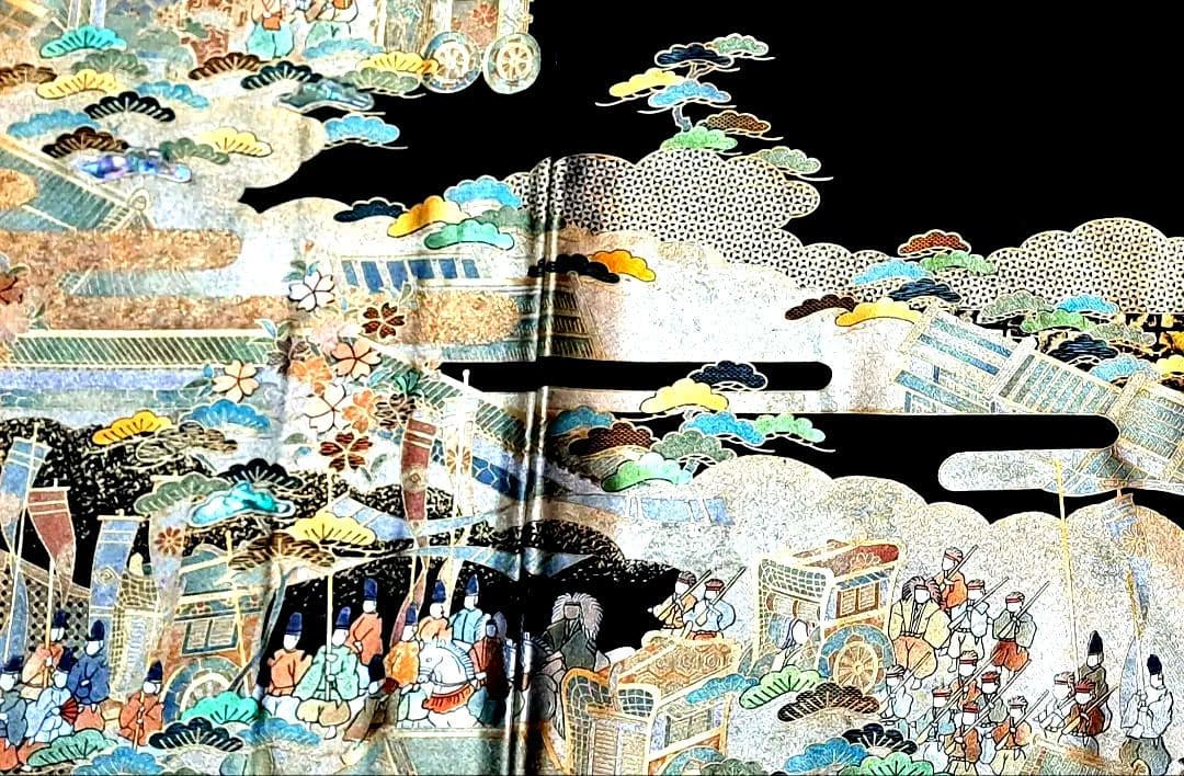 美品❇️豪華黒留袖　作家物螺鈿　古都絵巻 金彩　 比翼仕立て　フルセット