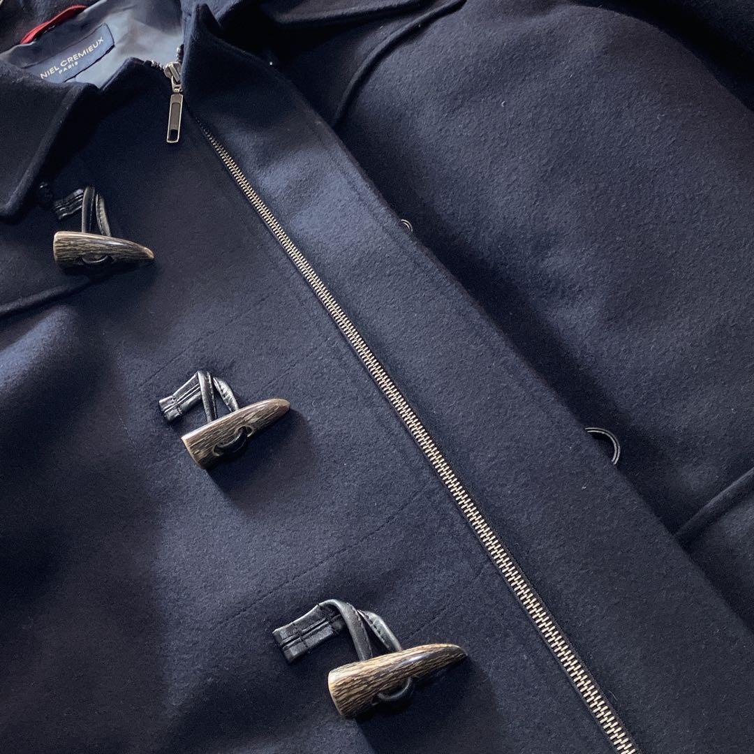 ダニエルクレミュ 良品 日本製 カシミヤ使用 フード脱着 ダッフルコートネイビー