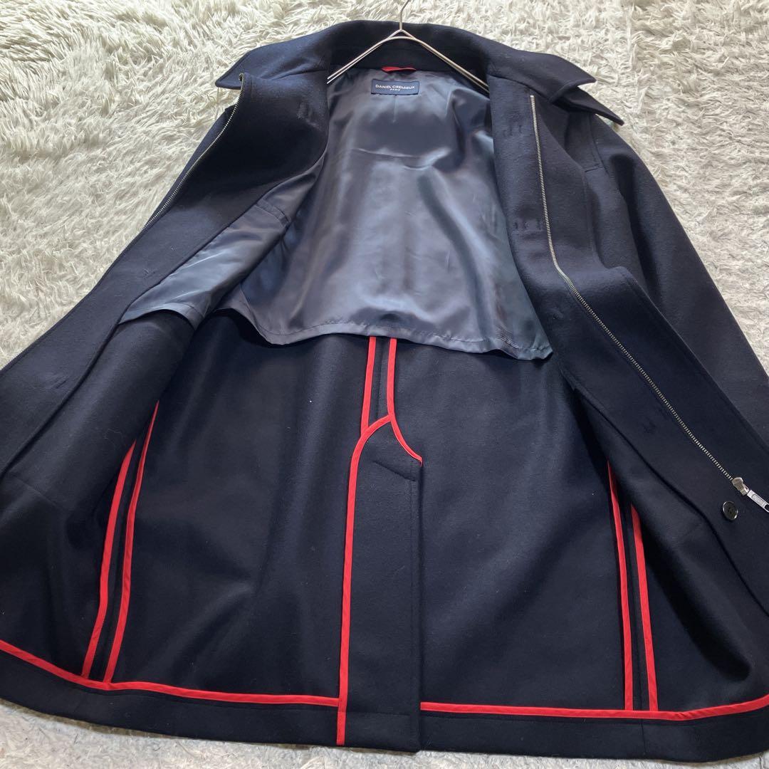 ダニエルクレミュ 良品 日本製 カシミヤ使用 フード脱着 ダッフルコートネイビー