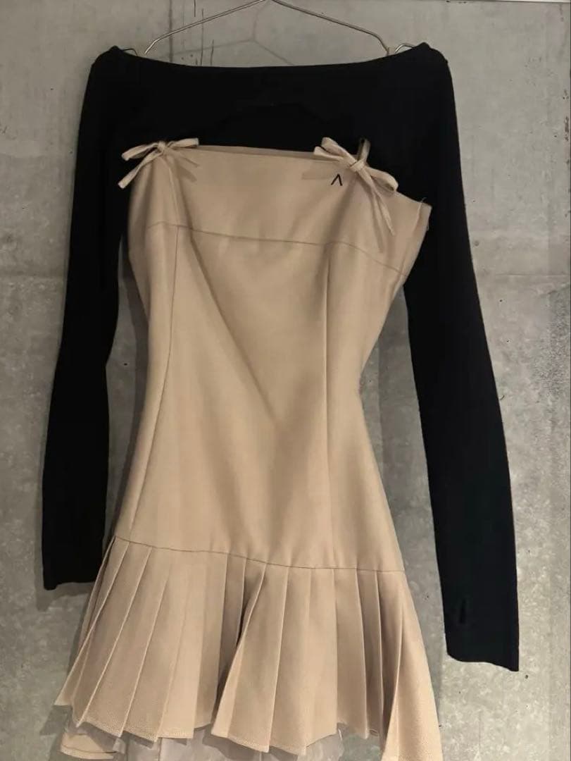 Andmary Karen knit set mini dress ベージュ