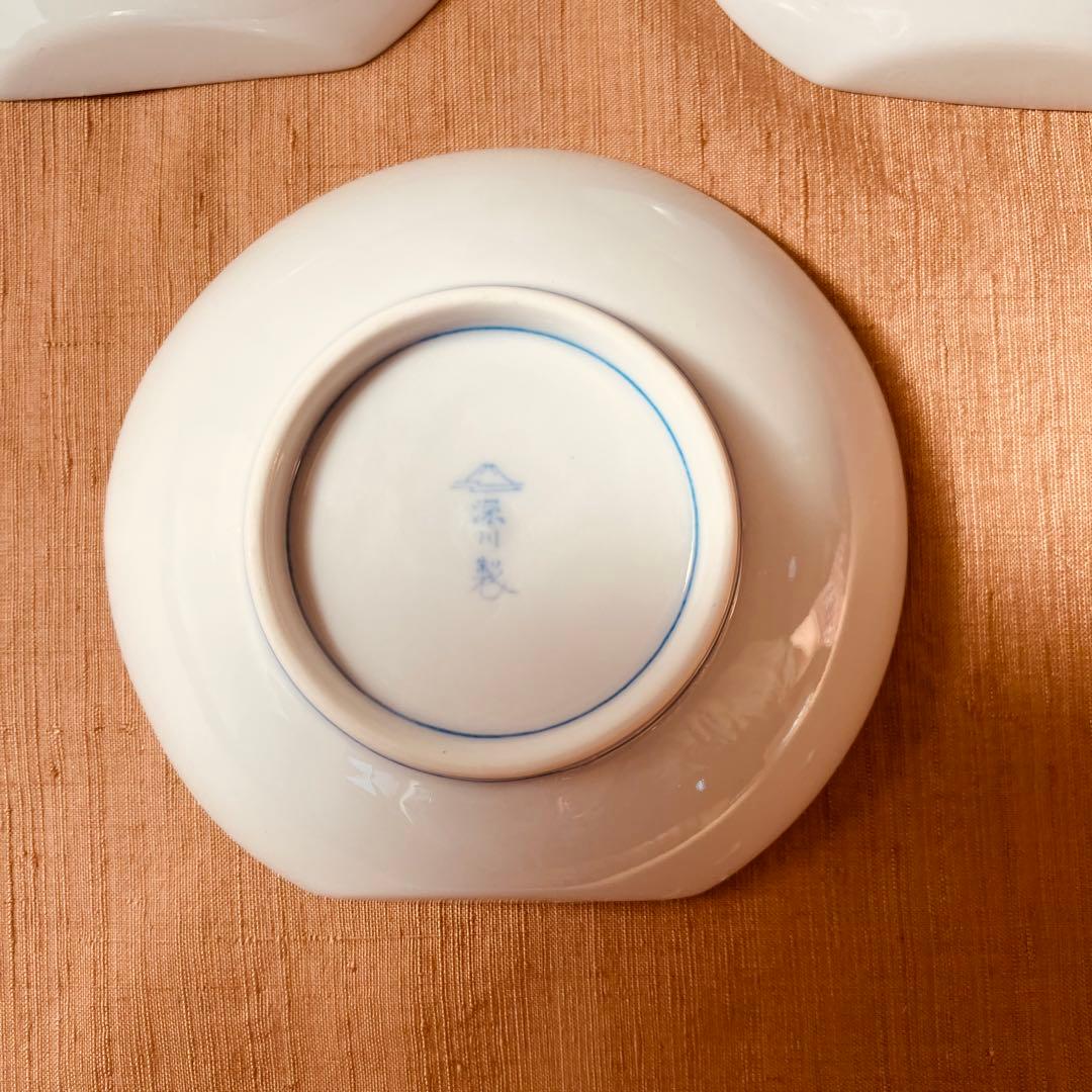 (希少) 深川製磁　古代バラ　半月皿　小皿　3枚　古代薔薇　手書き　有田焼