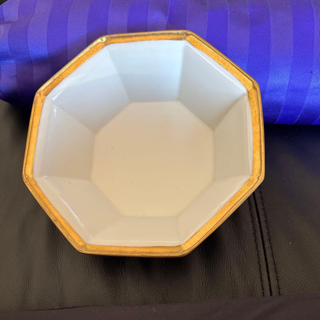 九谷焼 八角形 花柄皿 紫色