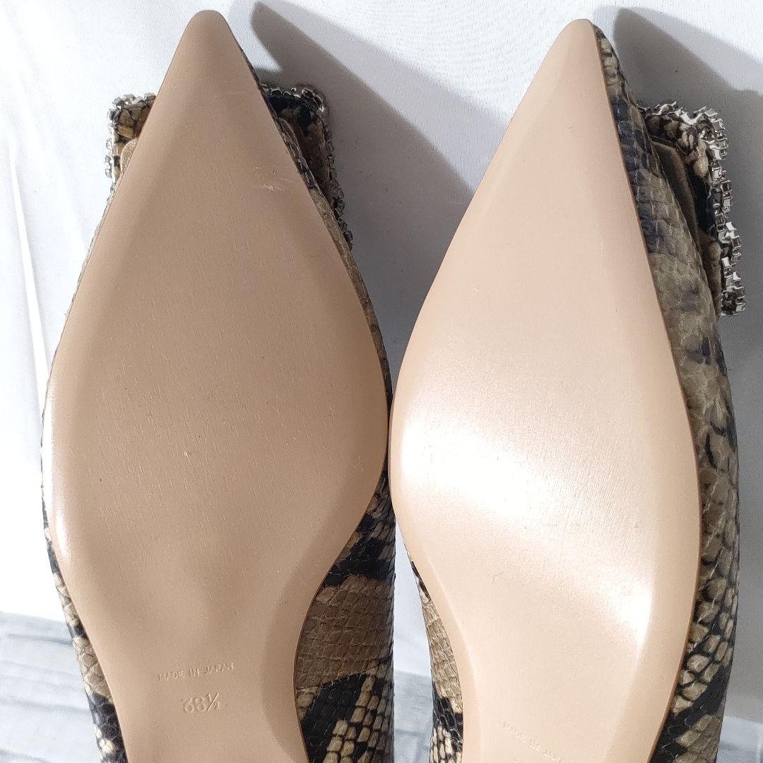 未使用品✨ピッピシック　ビジューバックル　フラットパンプス　パイソン　36.5