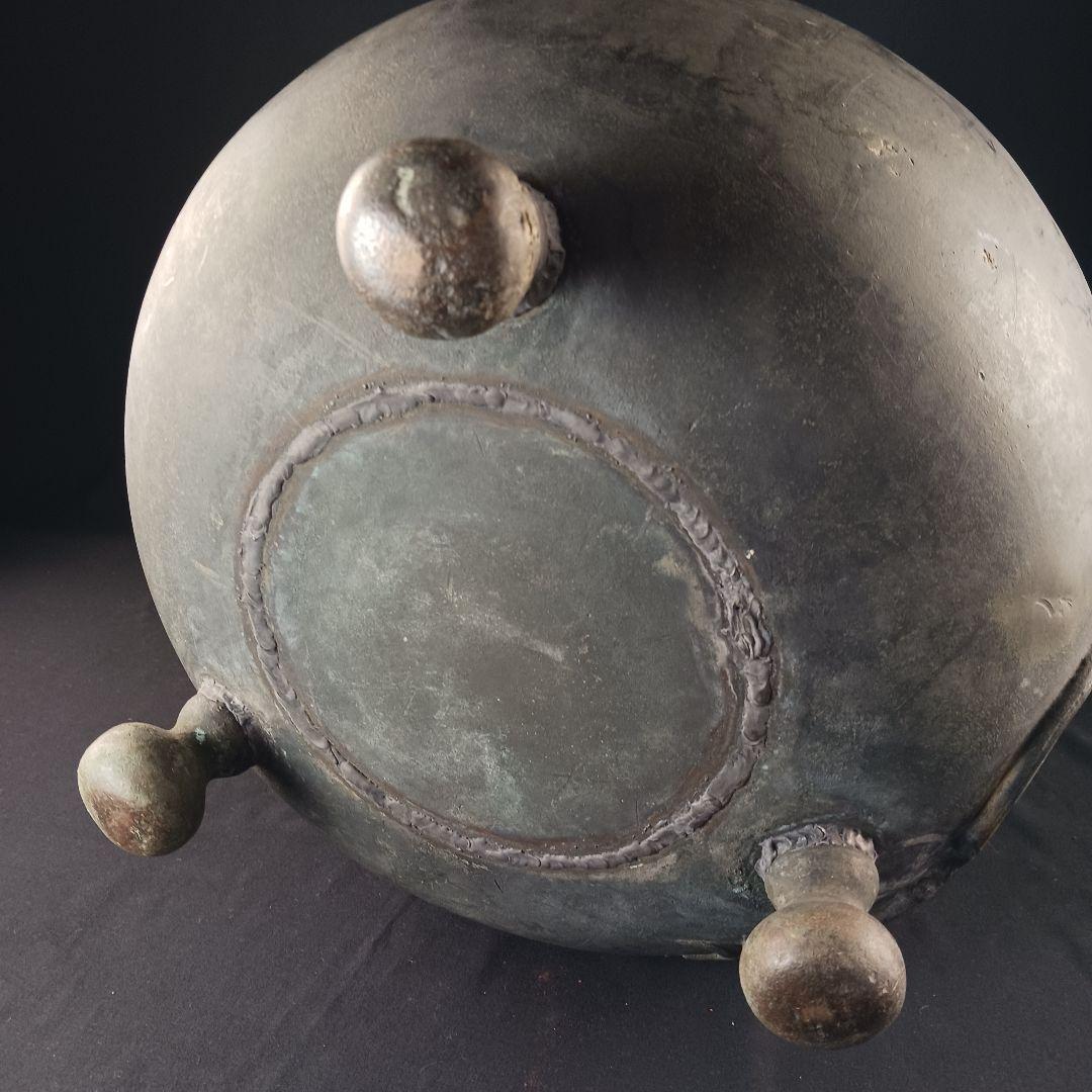 H324 大阪城本丸慶長年号 古銅製大花瓶 高42cm