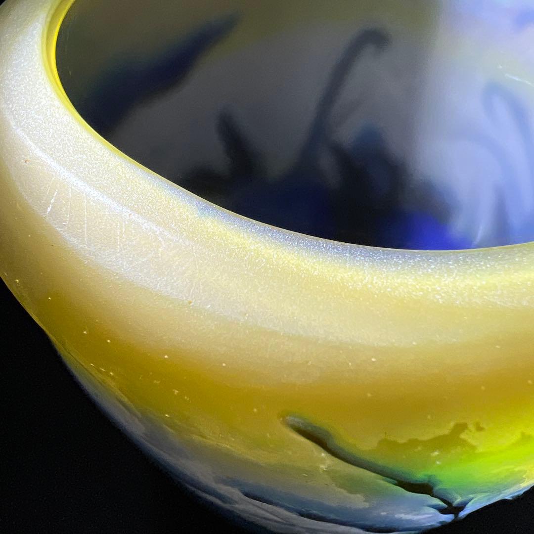 エミール・ガレ　三色酸化腐食彫花瓶　ケース付　鑑定証書付　東Y8-0210☆1F