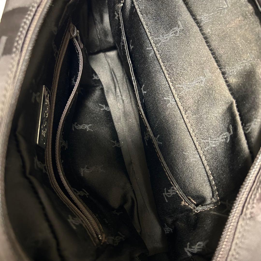 YSL イヴサンローラン ロゴ総柄 ハンドバッグ ブラウン系