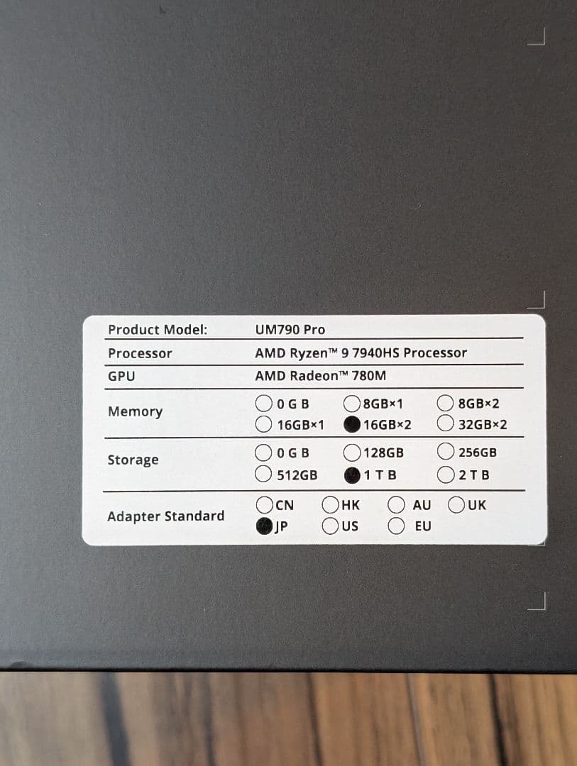 【美品】Minisforum UM790 Pro 32Gb, 1Tb SSD