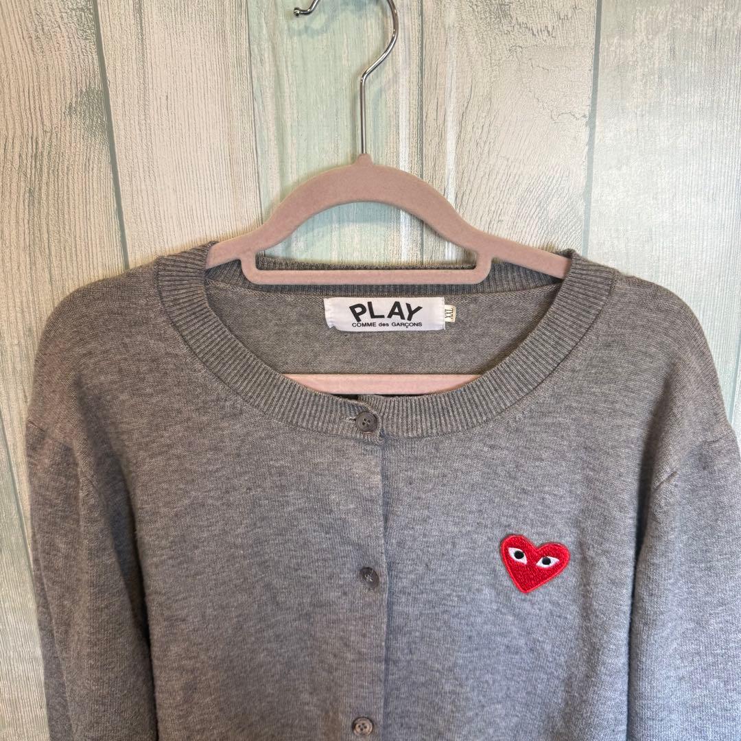 PLAY CDG ハートワッペン カーディガン グレー レディースXL