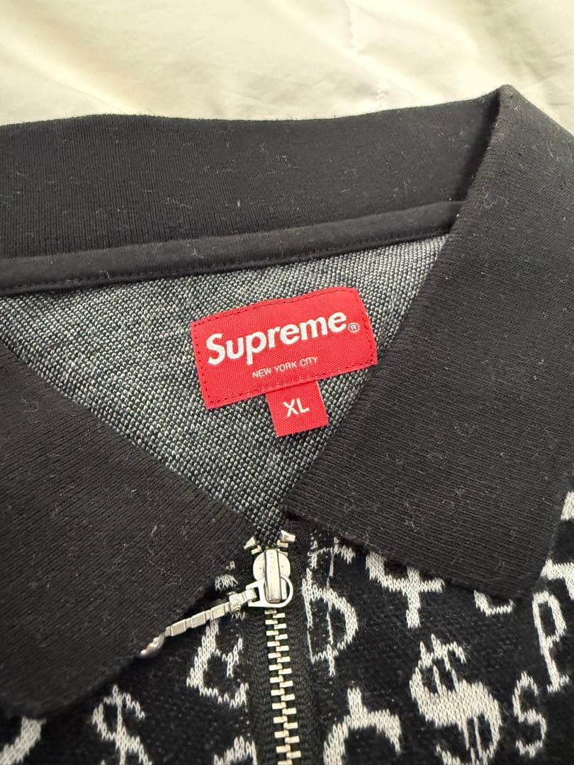 トップス SUPREME Currency Jacquard Zip L/S Polo