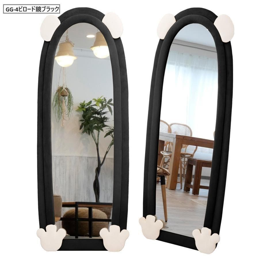 全身鏡 韓国風 クマ 可愛い 160x60 ビロードフレーム 深茶色 2207