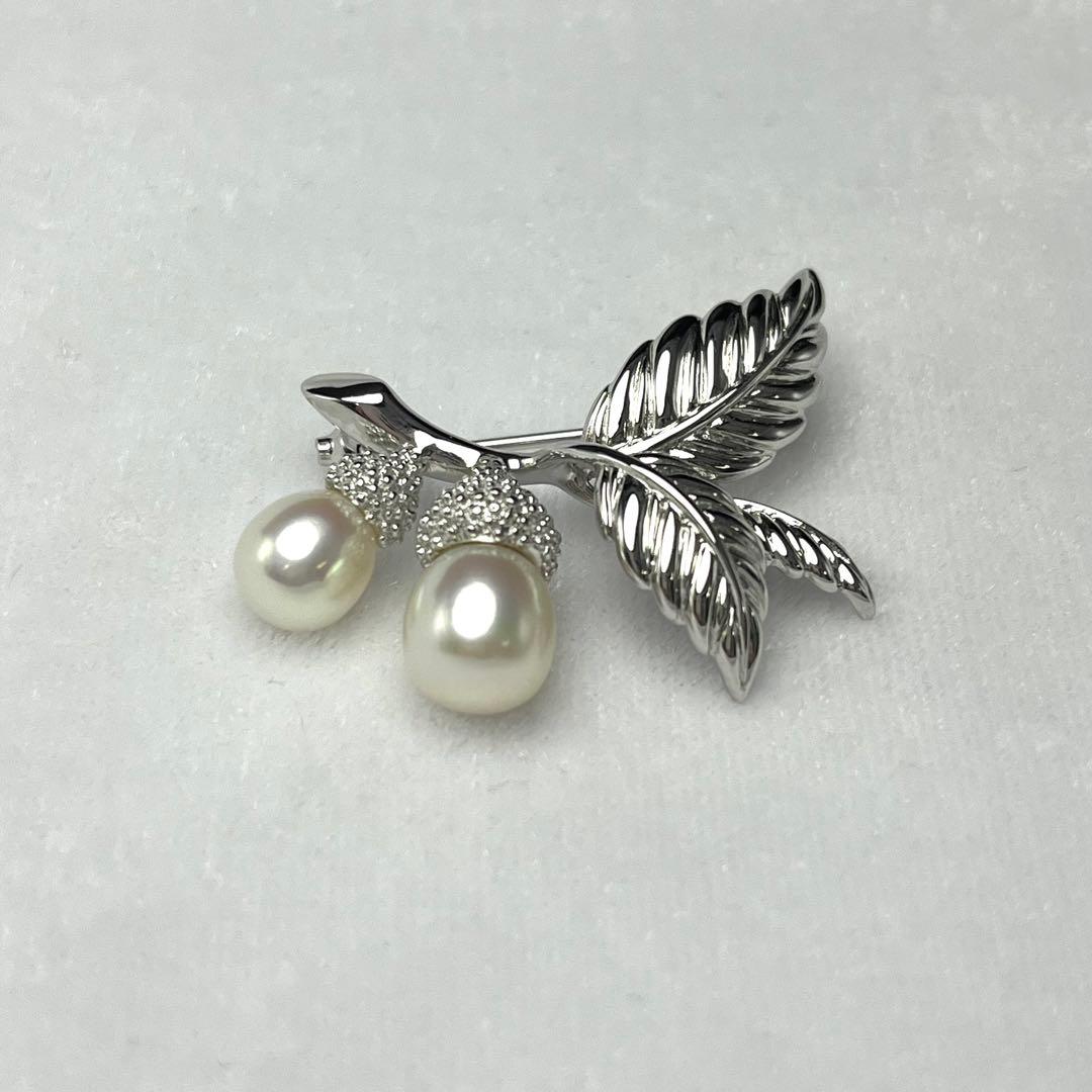 ミキモト 淡水真珠 パール ブローチ 7.5-8.0mm silver