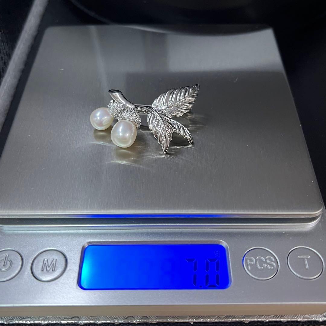 ミキモト 淡水真珠 パール ブローチ 7.5-8.0mm silver