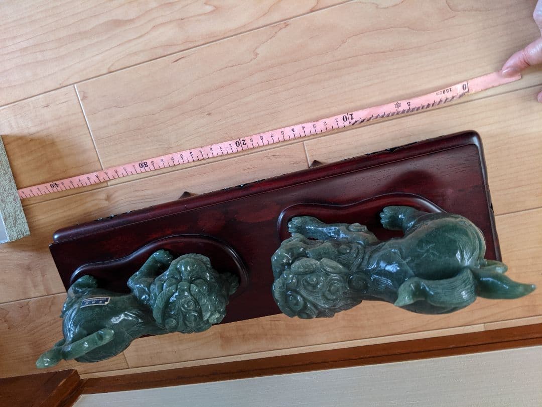 ★獅子2頭 置物 アベンチュリン翡翠☆期間限定お値下げ☆