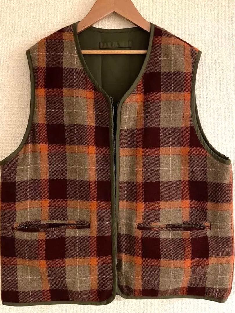 【新品未使用】PWA REFINE-WOOL CHK RV VEST Msize