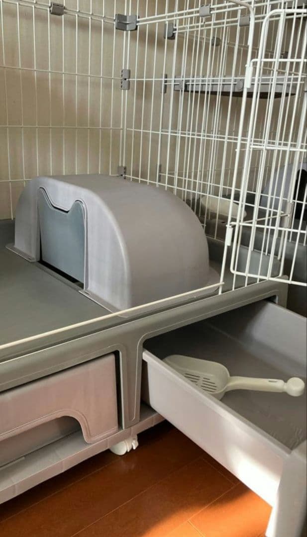 アイリスオーヤマ♡トイレ一体型、キャットケージ グレー2段♡