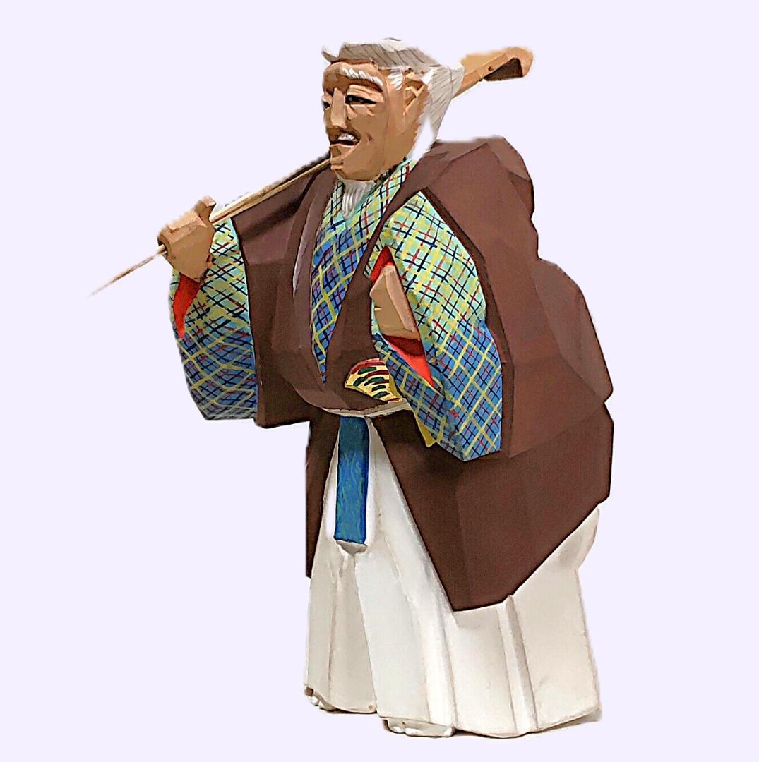 一刀彫 高砂 奈良一刀彫 奈良人形 木嶋良宗 工芸品 置物 共箱