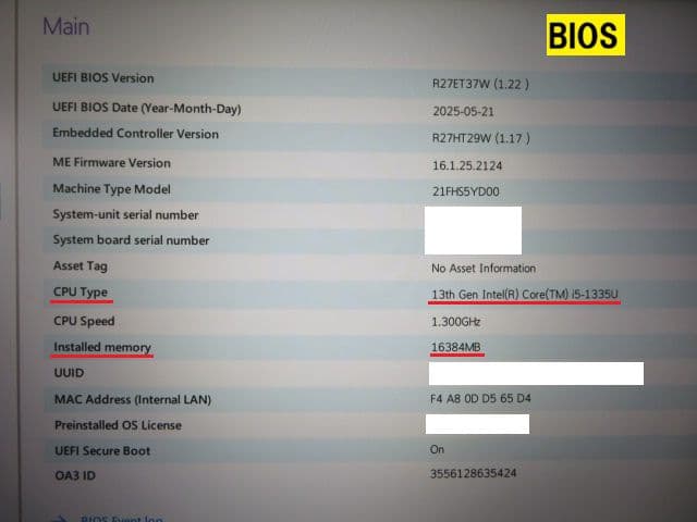 Windowsノート本体 ThinkPad L13 Gen4 i5-1355U 16GB SSD512GB