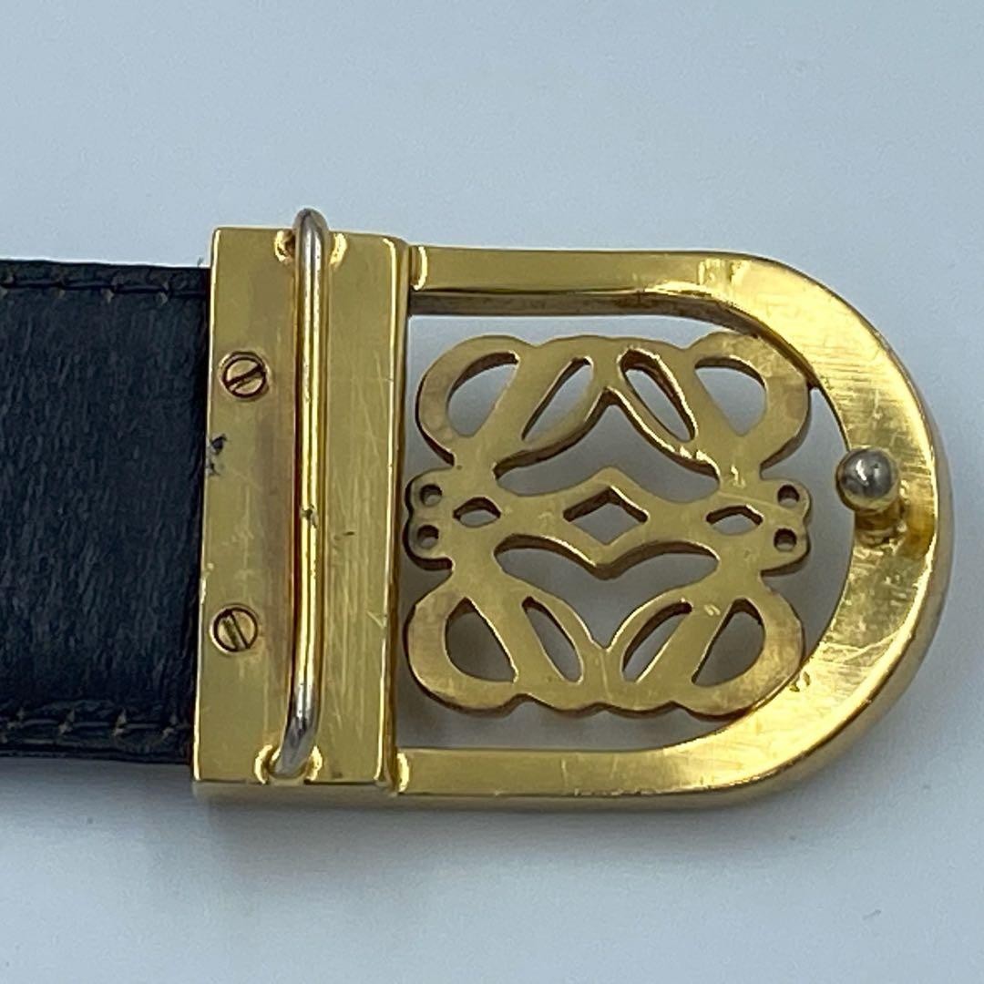 ✨希少✨ロエベ　ベルト　アナグラム　レディース　レザー　ダークネイビー