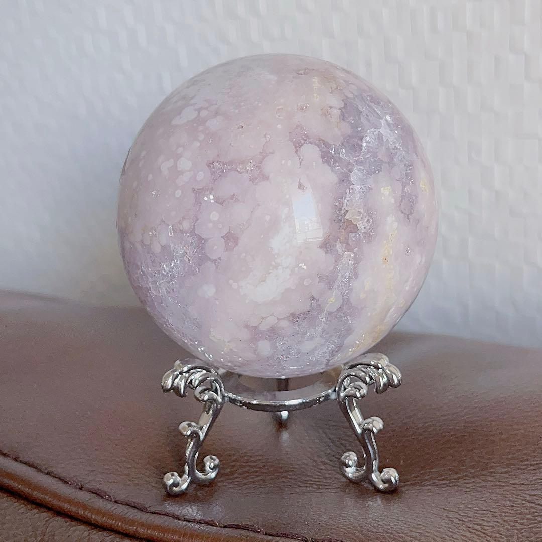 大! 天然石 ジオード アゲート ピンクアメジスト 共生 スフィア キラキラ