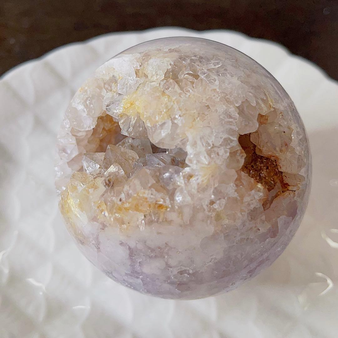 大! 天然石 ジオード アゲート ピンクアメジスト 共生 スフィア キラキラ