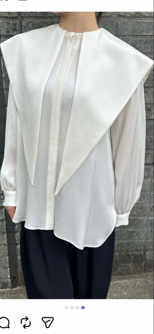 Cygne ホワイト 長袖シャツ ロングセーラーブラウス