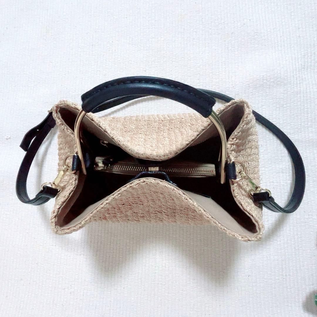 VIOLAd'ORO ヴィオラドーロ　2wayカゴバッグ　アバカ　スクエア型