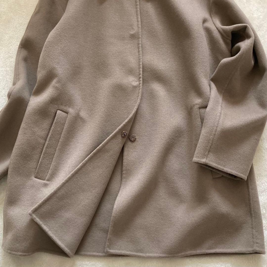 【美品】INDIVI 36 ハミルトンラムズウール ステンカラーリバーコート
