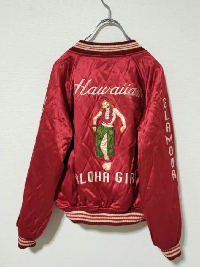 ヒステリックグラマー ベロア リバーシブルスカジャン リネン混 日本製 刺繍 M