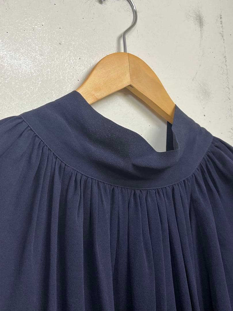 MUSE deuxieme classe シルク ブラウス ネイビー