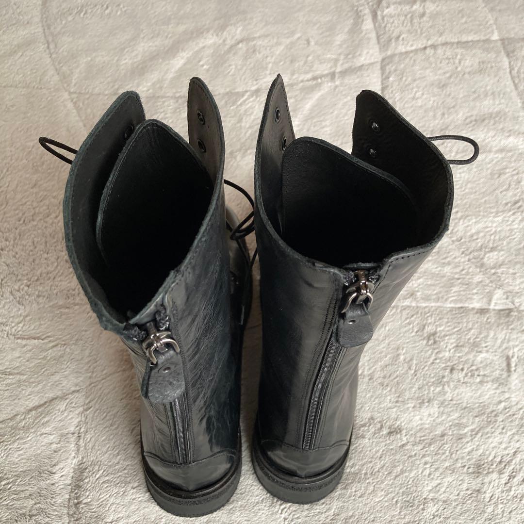 未使用品　HISTRY541 レザーレースアップブーツ　 イタリア製　ブラック