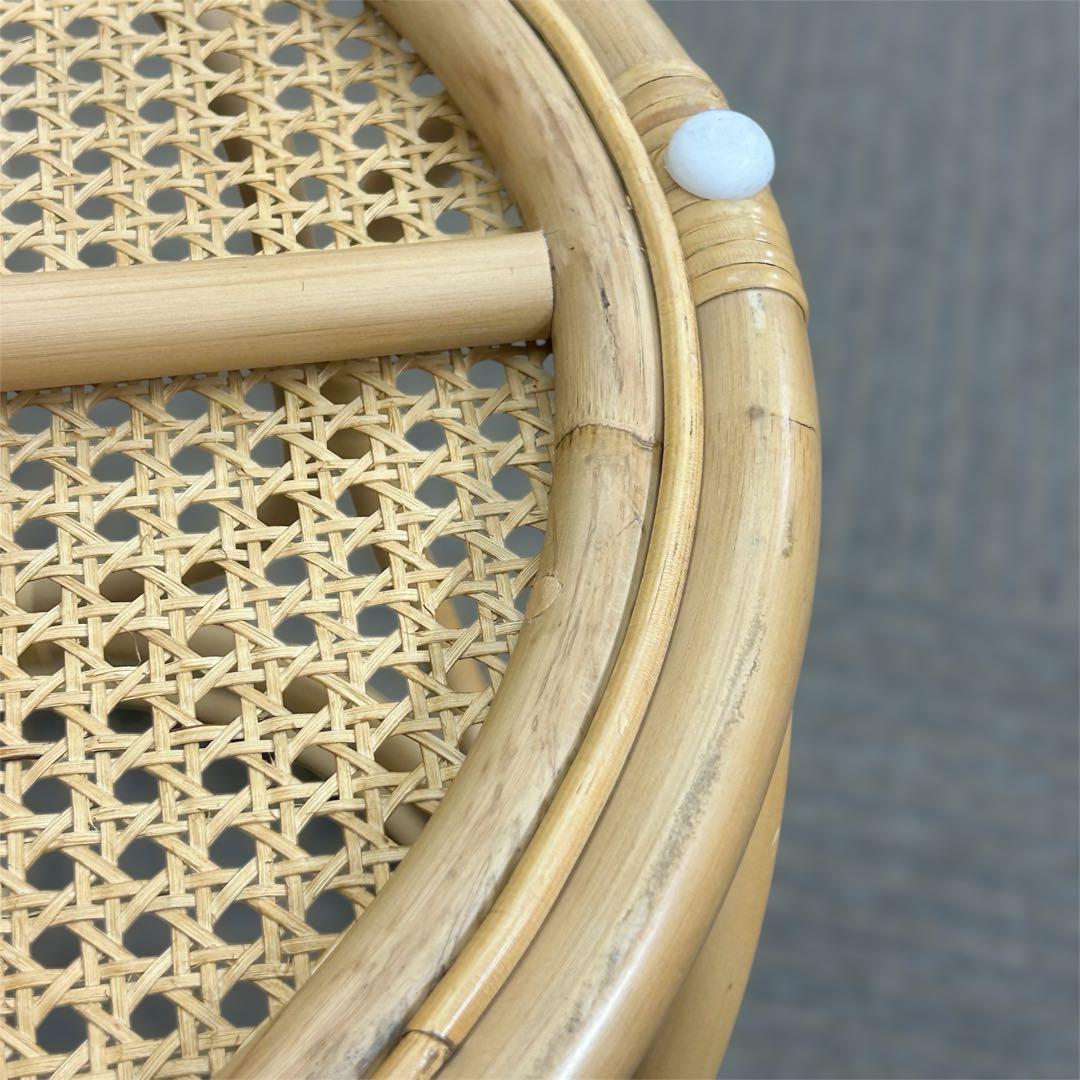 【状態良好】unico WEAVA ウィーバ サイドテーブル ラタン ガラス天板