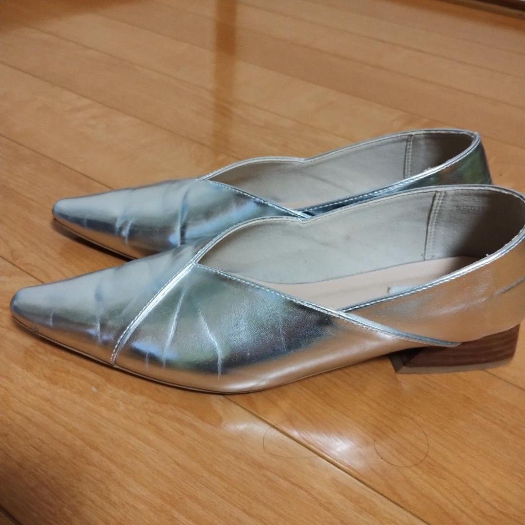 シルバー フラットシューズ 女性用