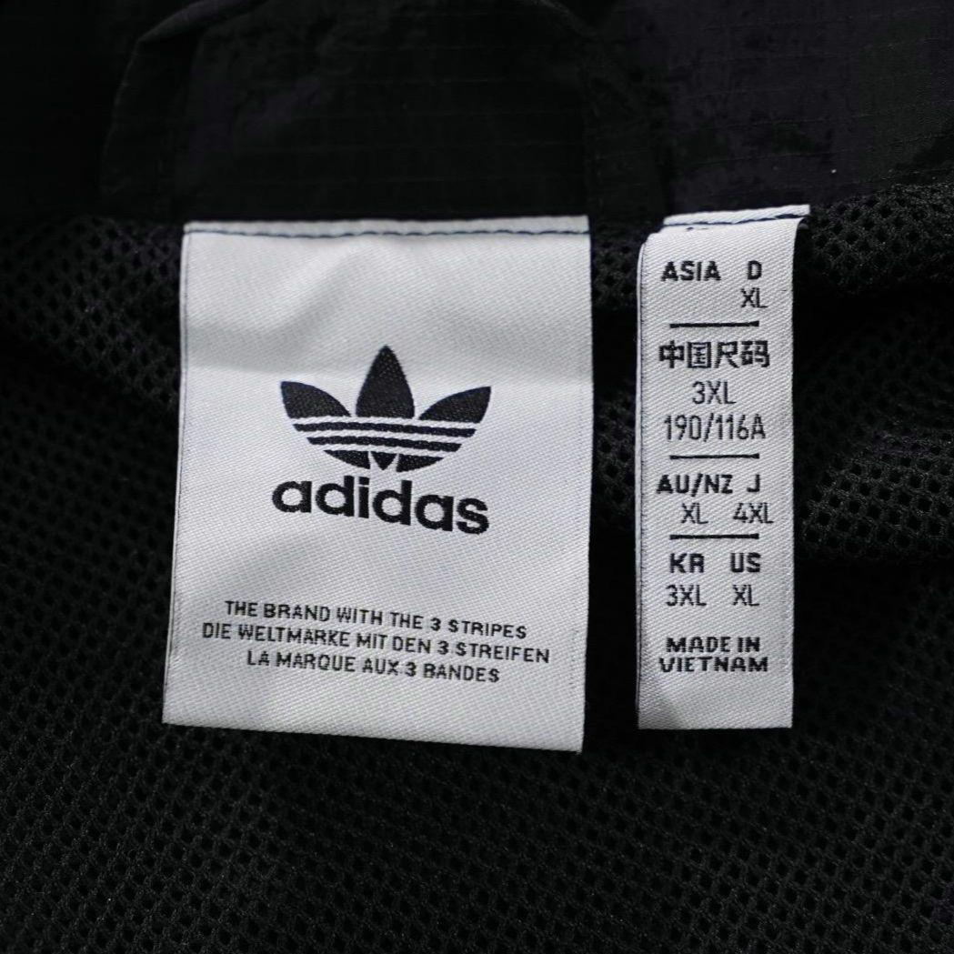 アディダス ナイロンジャケット 古着 ロゴ 刺繍 ライン 3XL 黒 17633