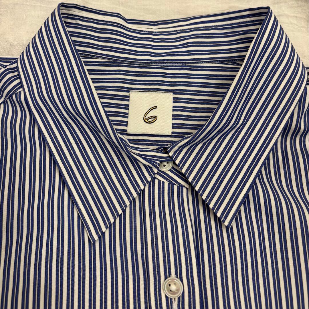 本日限定価格＜6(ROKU)＞コットン ストライプ クロップド シャツ　25aw