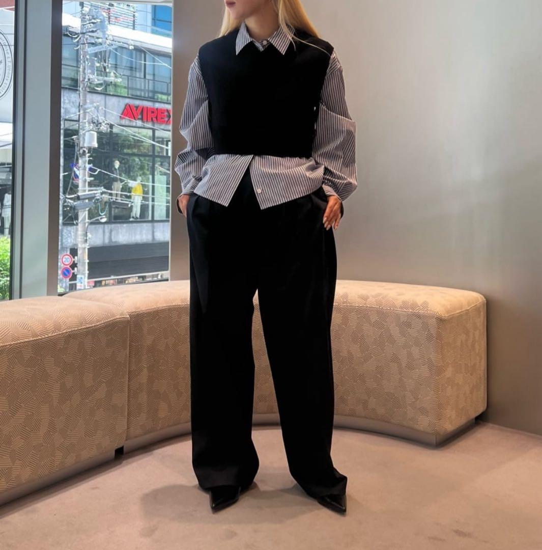 本日限定価格＜6(ROKU)＞コットン ストライプ クロップド シャツ　25aw