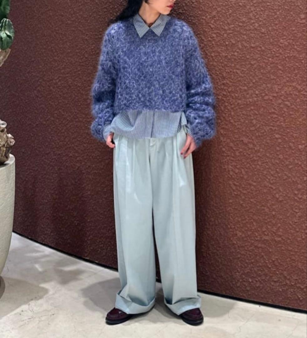 本日限定価格＜6(ROKU)＞コットン ストライプ クロップド シャツ　25aw