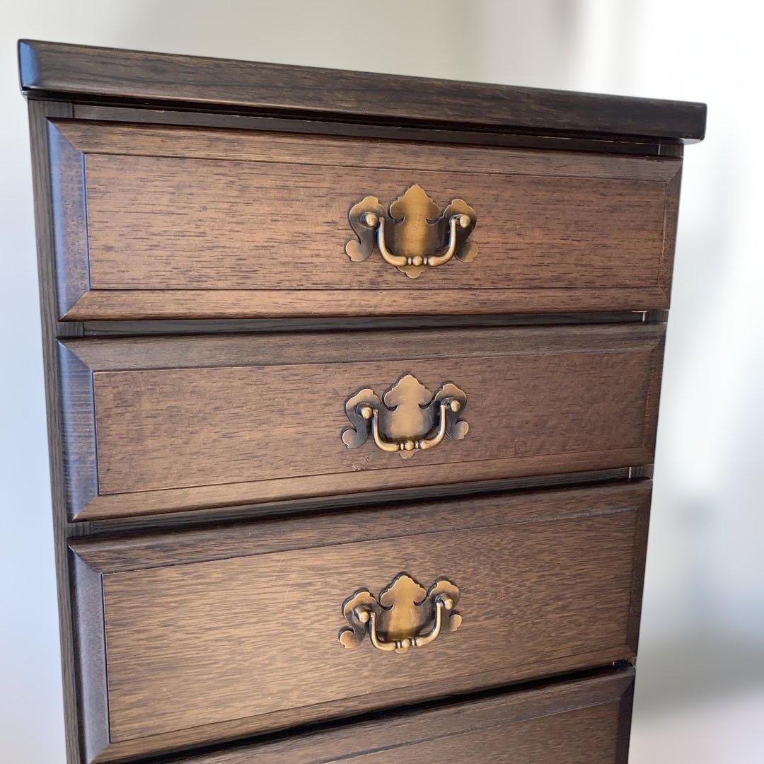 美品　アンティーク調チェスト　ダークブラウン　W44×D45×H148