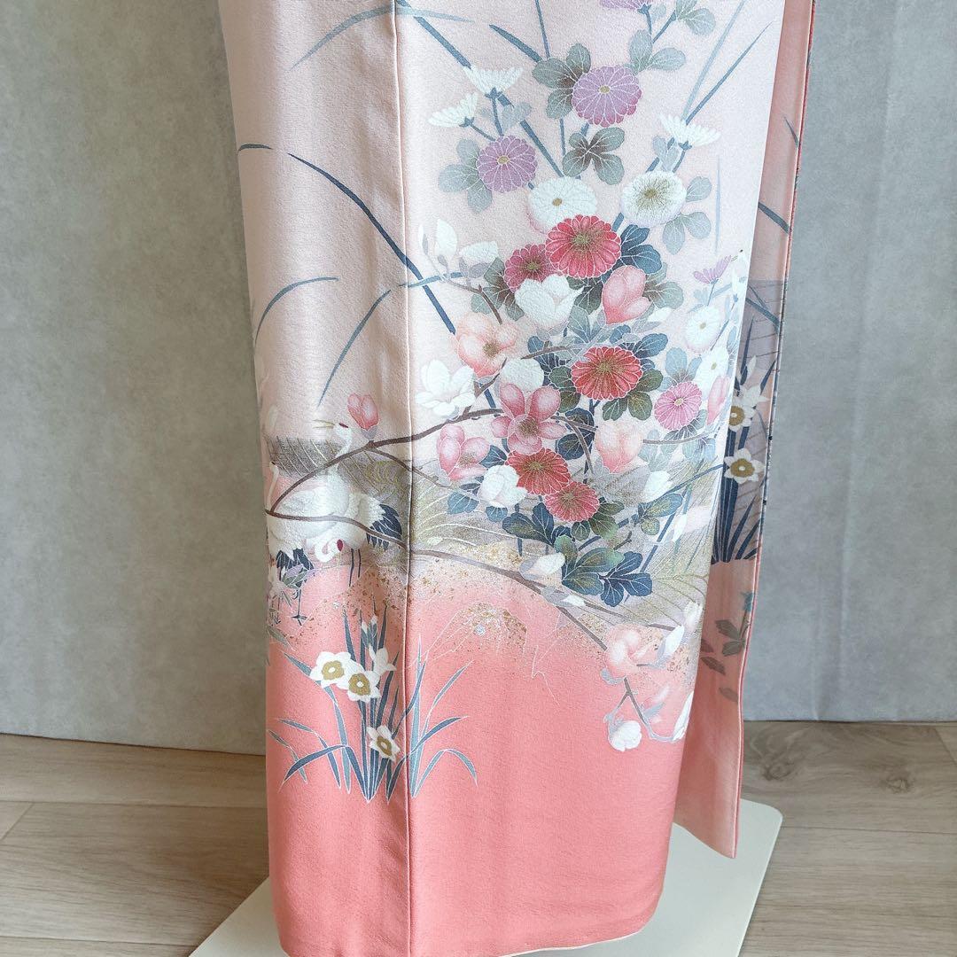 訪問着　フルセット　着物　正絹　入学式　友禅　スモールサイズ　Sサイズ　鶴　G4