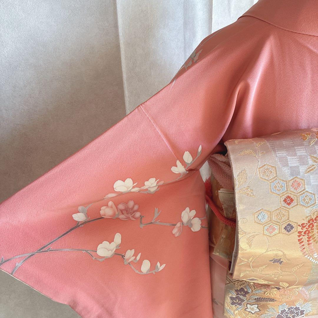 訪問着　フルセット　着物　正絹　入学式　友禅　スモールサイズ　Sサイズ　鶴　G4