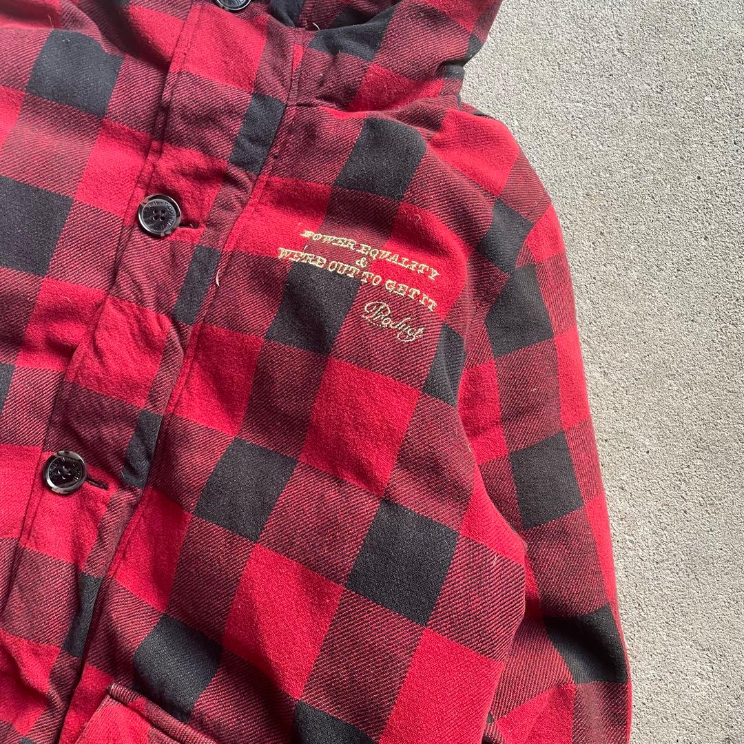 WOOLRICH ダウンジャケット 短丈 チェック 赤 Y2K 肉厚 古着