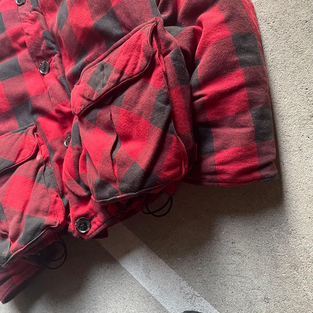 WOOLRICH ダウンジャケット 短丈 チェック 赤 Y2K 肉厚 古着