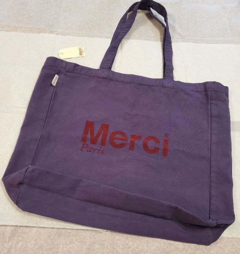 Merci Paris 紫色 パープル　トートバッグ　紙袋付き