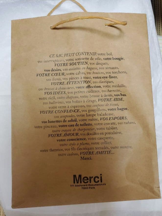 Merci Paris 紫色 パープル　トートバッグ　紙袋付き