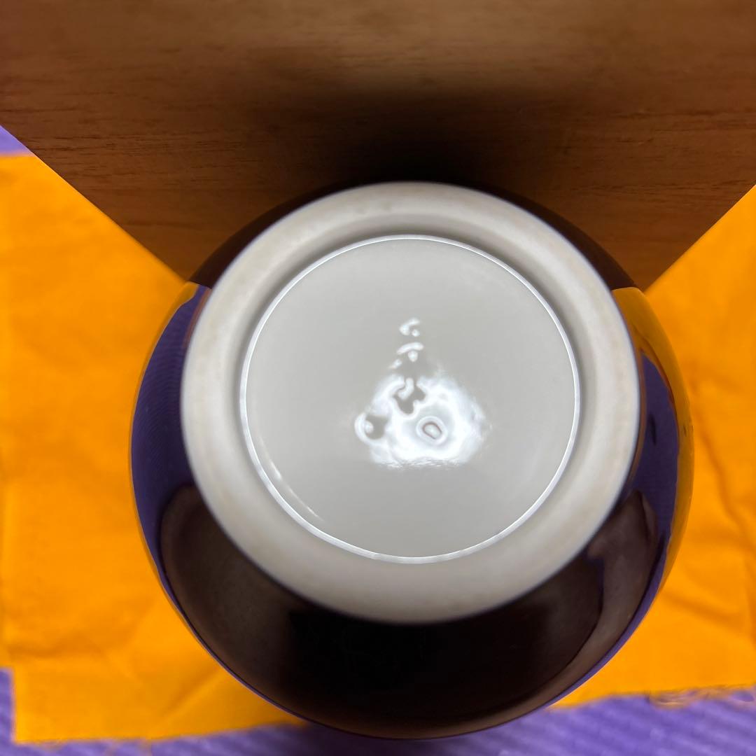 徳田八十吉　青色 陶器 花瓶 丸型 木箱付き