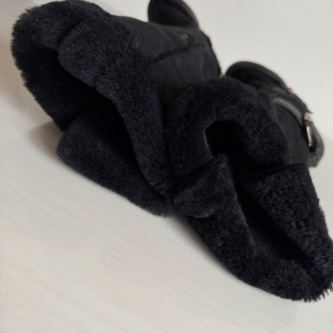 FENDI フェンディ ロングムートンブーツ　スエード　ベルト　イタリア製　黒