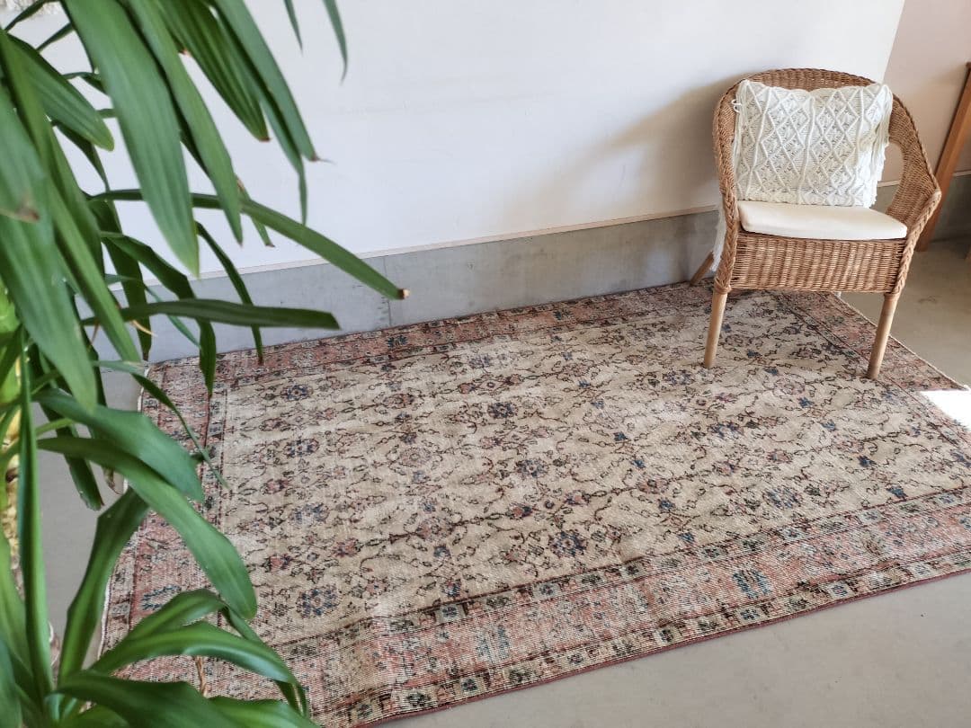 【sato】大判/暗めベージュとくすみピンクのトルコラグ　No.738