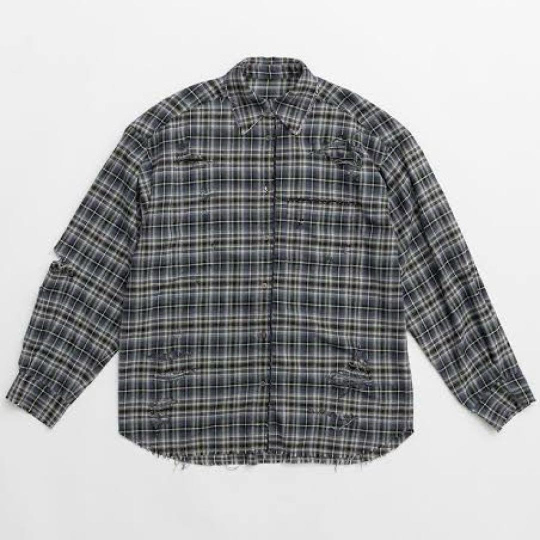 PRANK PROJECT ダメージチェックシャツ　ブルー