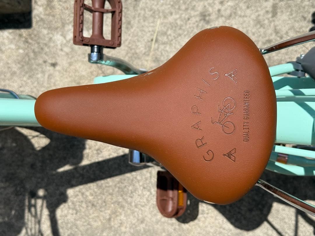 ミントグリーン 自転車 前カゴ付き　18インチ　補助輪付　子供自転車