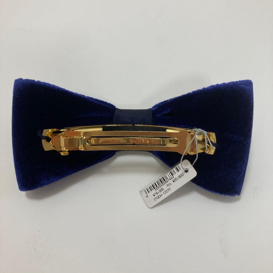 新品☆alexandre de paris☆ベロアリボンバレッタ ネイビー