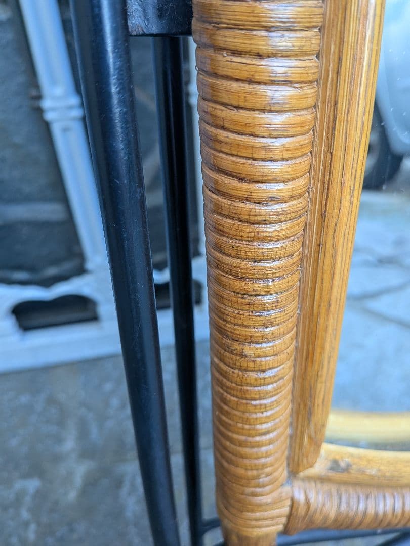 ラタン　アイアン全身姿見鏡 　スタンドミラー